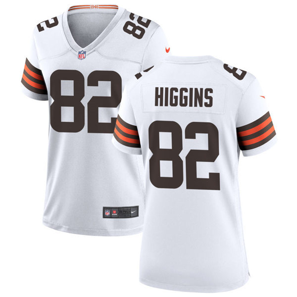 Womens Cleveland Browns #82 Rashard Higgins Nike White Away Vapor Limited Jersey