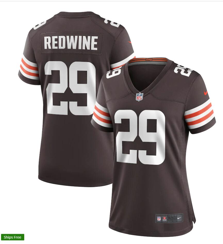 Womens Cleveland Browns #29 Sheldrick Redwine Nike Brown Home Vapor Limited Jersey