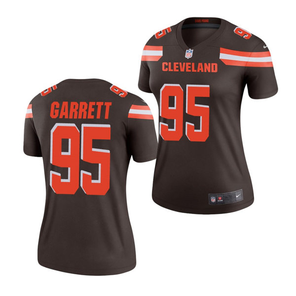 Womens Cleveland Browns #95 Myles Garrett Stitched Nike 2018 Brown Vapor Player Limited Jersey