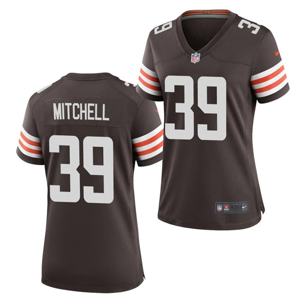 Womens Cleveland Browns #39 Terrance Mitchell Nike Brown Home Vapor Limited Jersey