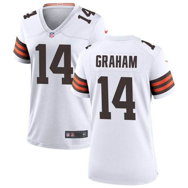 Womens Cleveland Browns Retired Player #14 Otto Graham Nike White Away Vapor Limited Jersey
