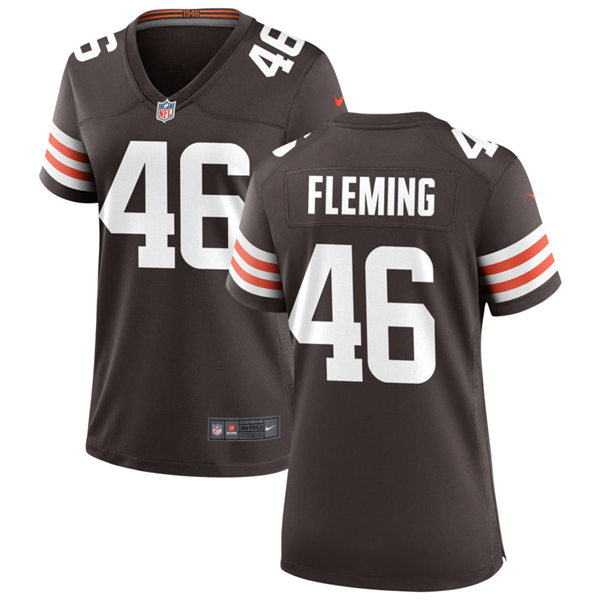Womens Cleveland Browns Retired Player #46 Don Fleming Nike Brown Home Vapor Limited Jersey