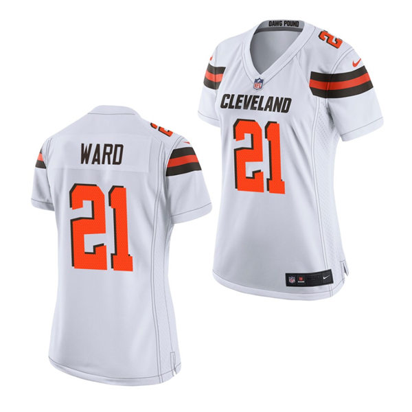Womens Cleveland Browns #21 Denzel Ward Stitched Nike 2018 White Vapor Player Limited Jersey