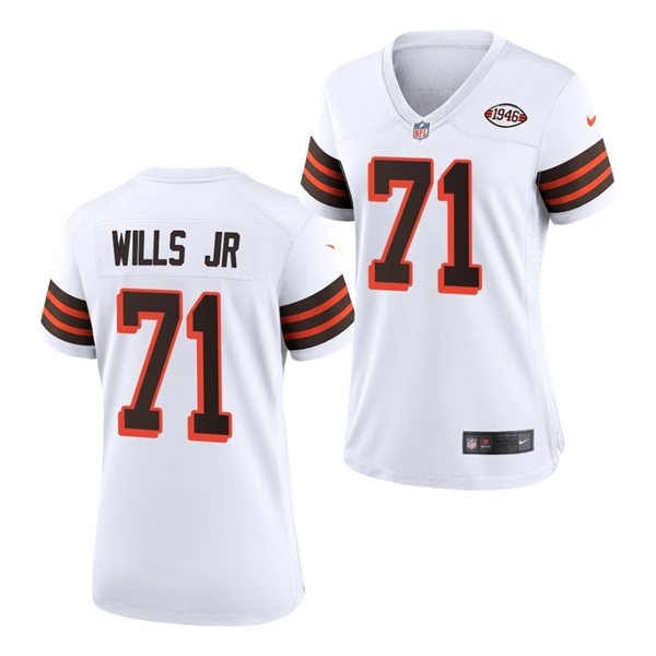 Womens Cleveland Browns #71 Jedrick Wills Jr. Nike White 1946 Throwback 75th Anniversary Jersey