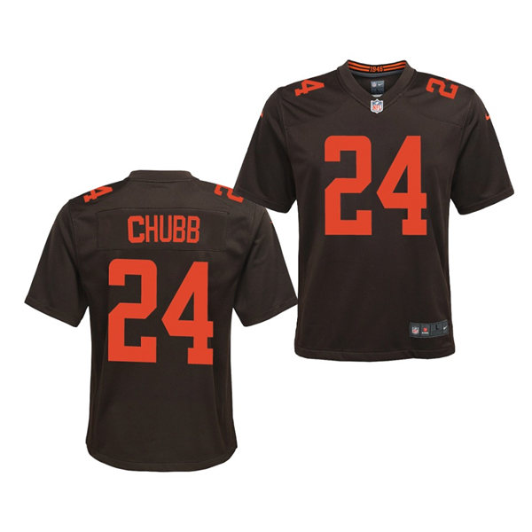 Youth Cleveland Browns #24 Nick Chubb Nike Brown Alternate Vapor Limited Jersey