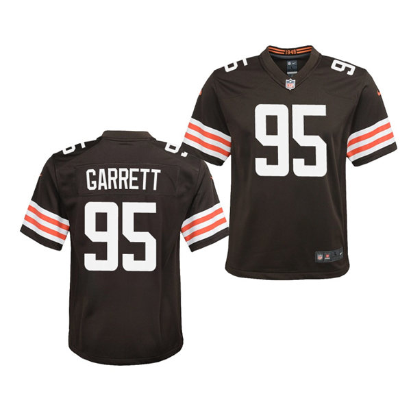 Youth Cleveland Browns #95 Myles Garrett Nike Brown Home Vapor Limited Jersey