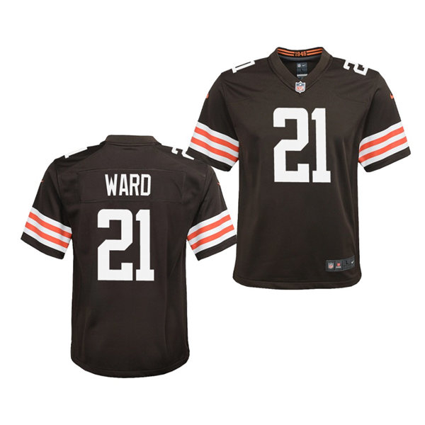 Youth Cleveland Browns #21 Denzel Ward Nike Brown Home Vapor Limited Jersey