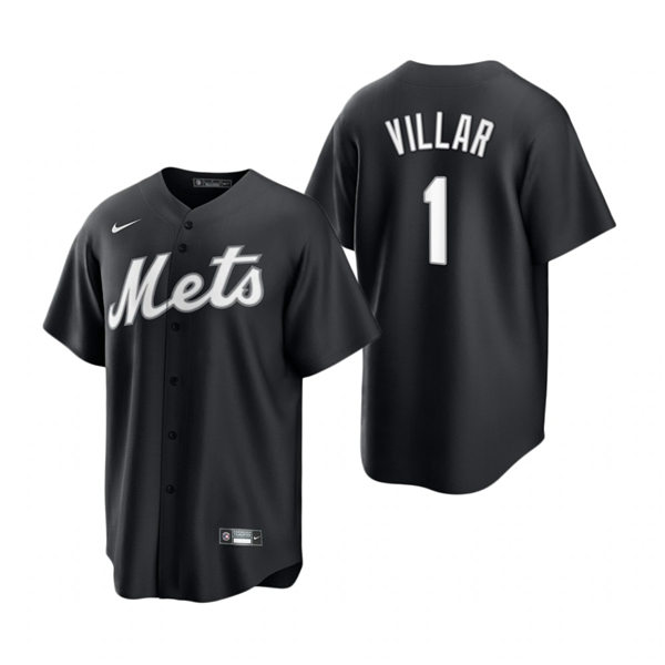 Mens New York Mets #1 Jonathan Villar Nike Stitched 2021 Black Fashion Jersey