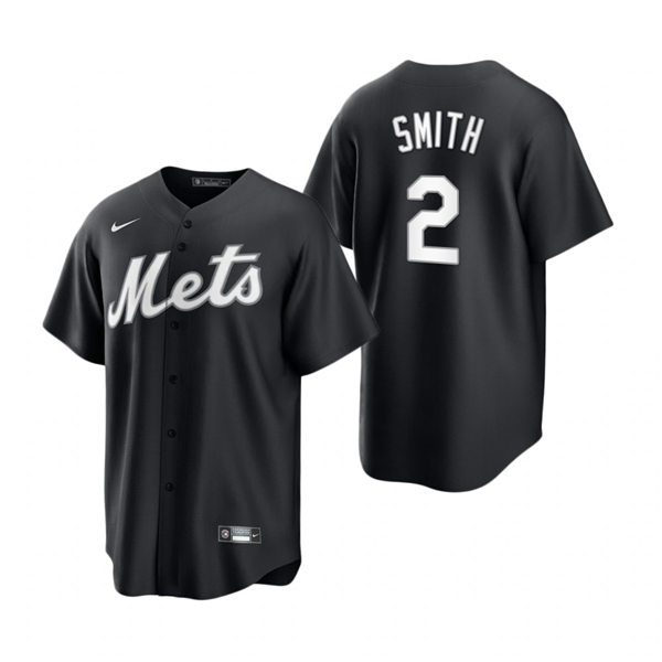 Mens New York Mets #2 Dominic Smith Nike Stitched 2021 Black Fashion Jersey