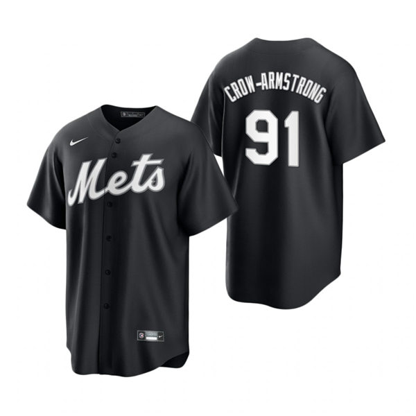 Mens New York Mets #91 Pete Crow-Armstrong Nike Stitched 2021 Black Fashion Jersey