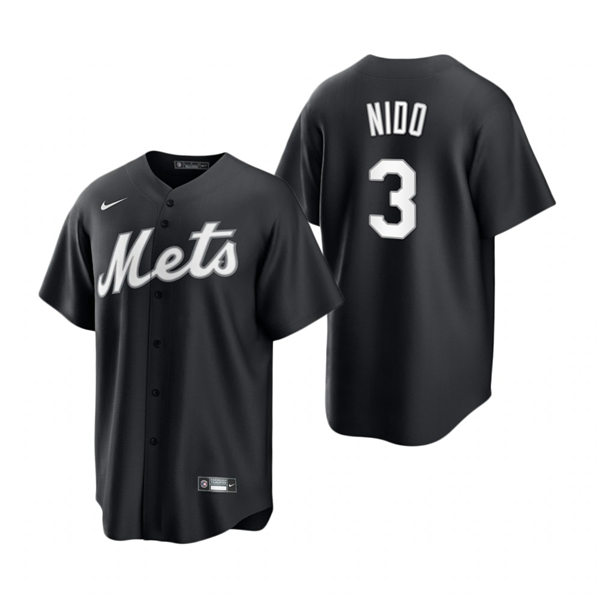 Mens New York Mets #3 Tomas Nido Nike Stitched 2021 Black Fashion Jersey