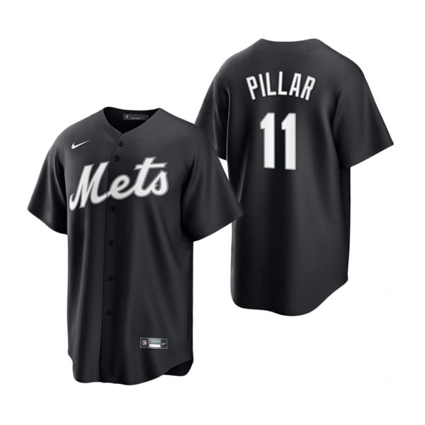 Mens New York Mets #11 Kevin Pillar Nike Stitched 2021 Black Fashion Jersey