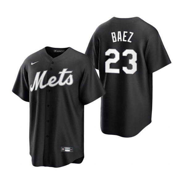 Mens New York Mets #23 Javier Baez Nike Stitched 2021 Black Fashion Jersey