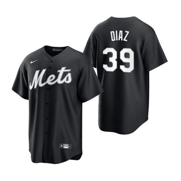New York Mets Edwin Diaz Nike Black White 2021 All Black Fashion Replica Jersey
