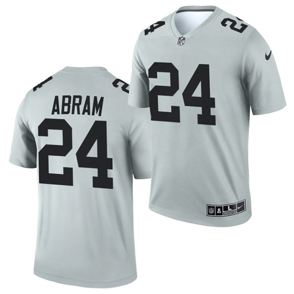 Men Las Vegas Raiders #24 Johnathan Abram Nike 2021 Silver Inverted Legend Jersey