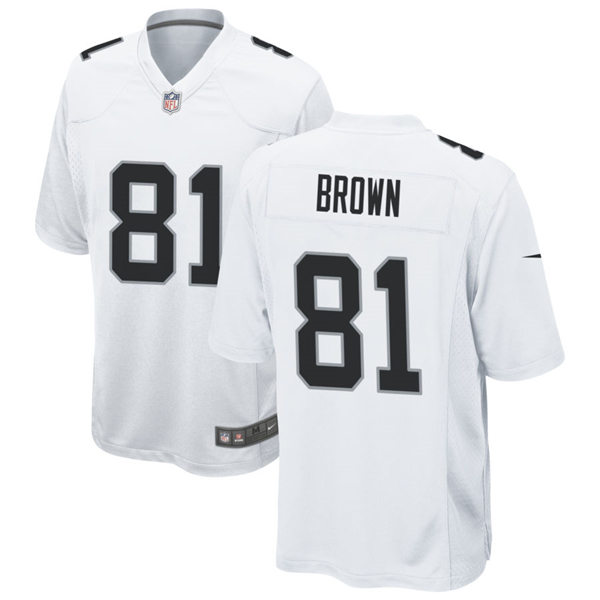 Youth Las Vegas Raiders Retired Player #81 Tim Brown Nike White Vapor Limited Jersey