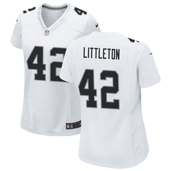 Womens Las Vegas Raiders #42 Cory Littleton Nike White Vapor Limited Jersey