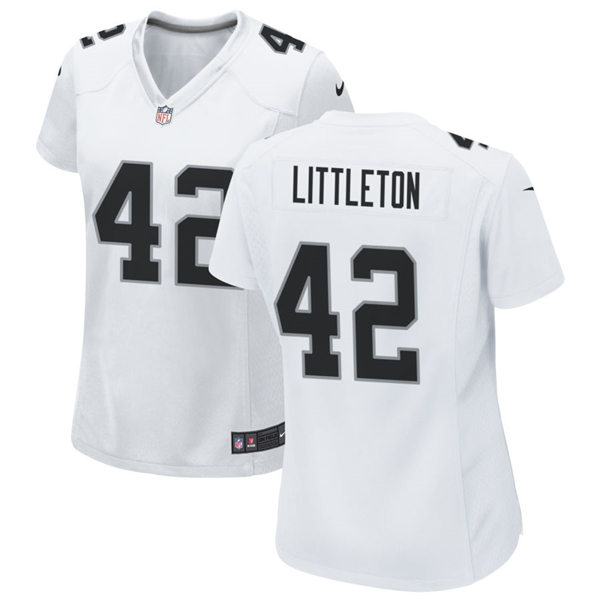 Womens Las Vegas Raiders #42 Cory Littleton Nike White Vapor Limited Jersey