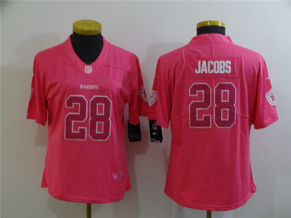 Womens Las Vegas Raiders #28 Josh Jacobs Nike Pink Fashion Jersey