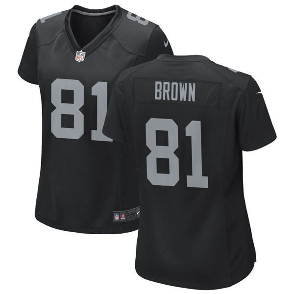 Womens Las Vegas Raiders Retired Player #81 Tim Brown Nike Black Vapor Limited Jersey
