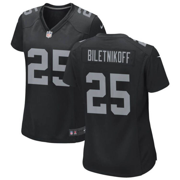 Womens Las Vegas Raiders Retired Player #25 Fred Biletnikoff Nike Black Vapor Limited Jersey