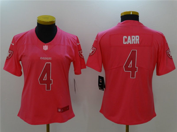 Womens Las Vegas Raiders #4 Derek Carr Nike Pink Fashion Jersey