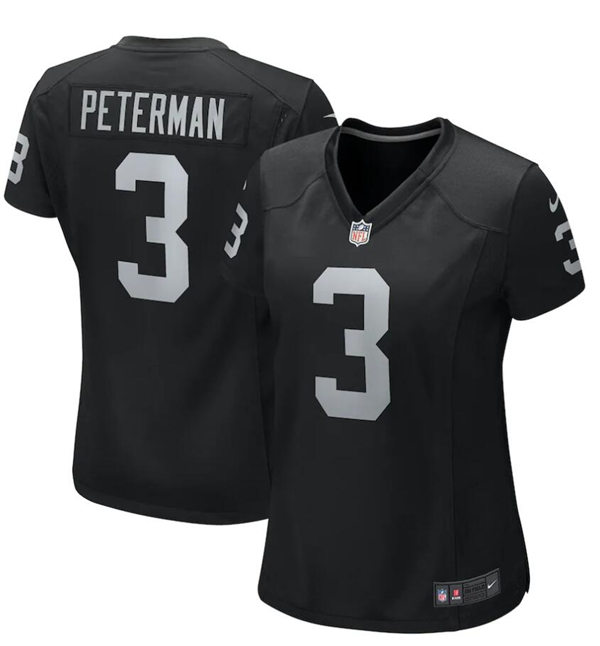 Womens Las Vegas Raiders #3 Nathan Peterman Nike Black Vapor Limited Jersey