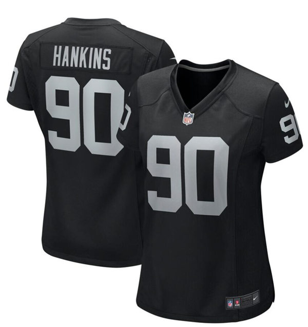Womens Las Vegas Raiders #90 Johnathan Hankins Nike Black Vapor Limited Jersey