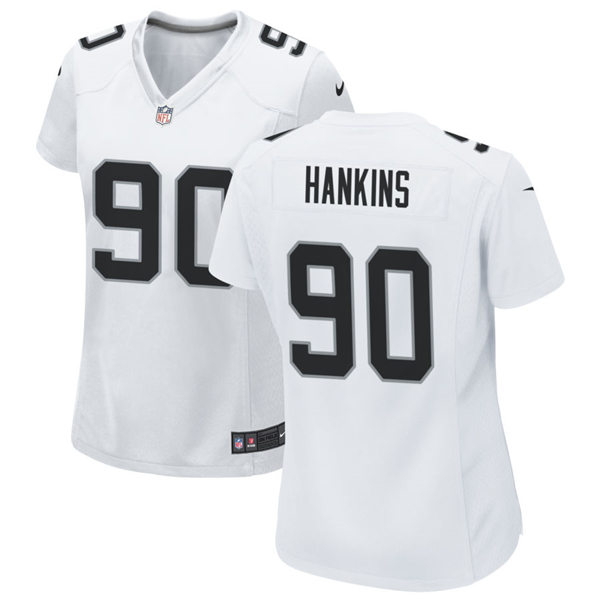 Womens Las Vegas Raiders #90 Johnathan Hankins Nike White Vapor Limited Jersey