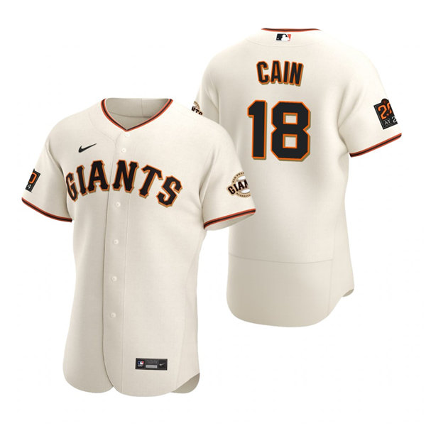 Mens San Francisco Giants Retired Player #18 Matt Cain Nike Cream Home Flexbase Jersey