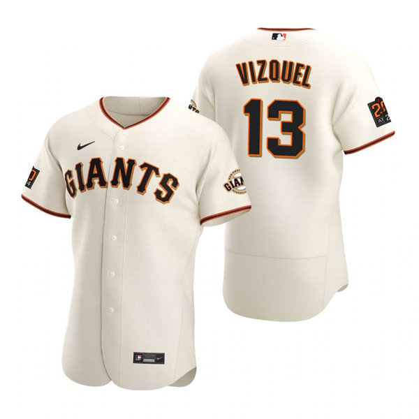 Mens San Francisco Giants Retired Player #13 Omar Vizquel Nike Cream Home Flexbase Jersey Mens San Francisco Giants Retired Player #13 Omar Vizquel Nike Cream Home Flexbase Jersey