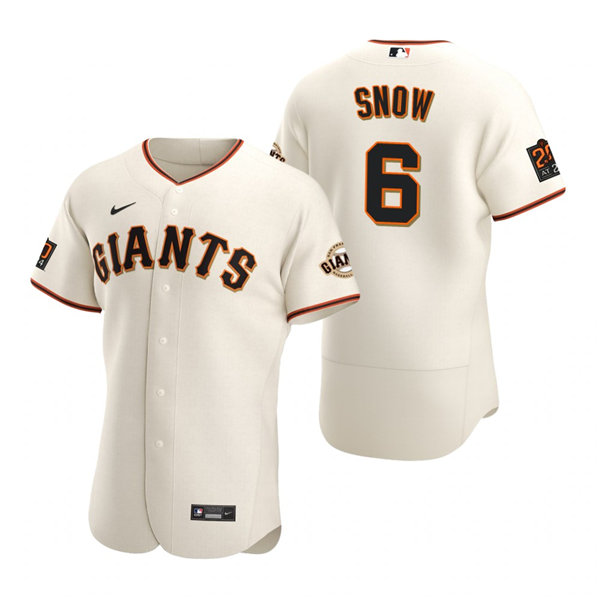 Mens San Francisco Giants Retired Player #6 JT Snow Nike Cream Home Flexbase Jersey