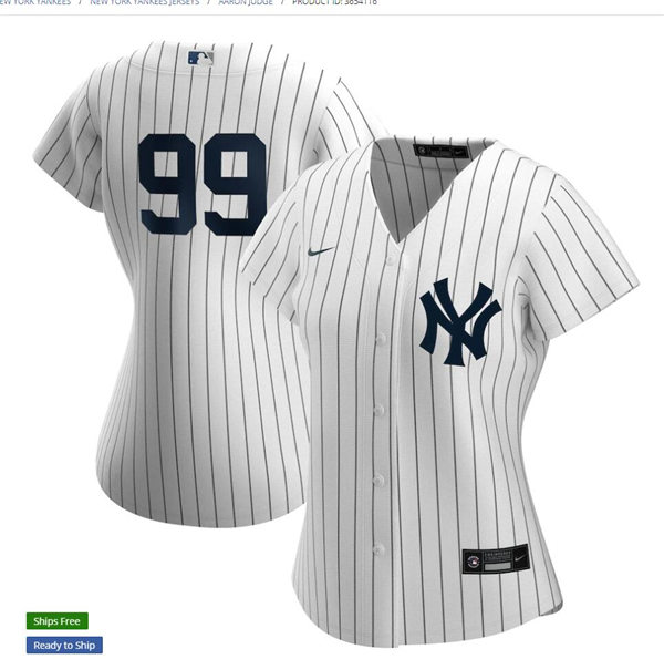 Womens New York Yankees #99 Aaron Judge Nike White Pinstripe Home Jersey