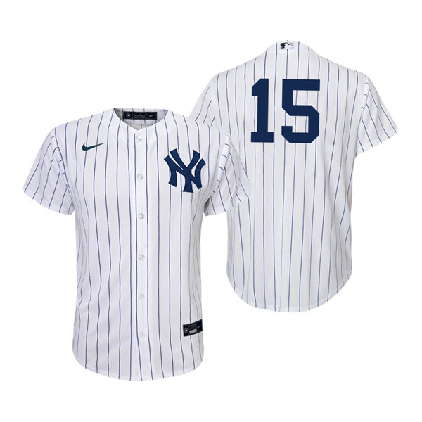 Youth New York Yankees #15 Thurman Munson Nike White Pinstripe Home Jersey