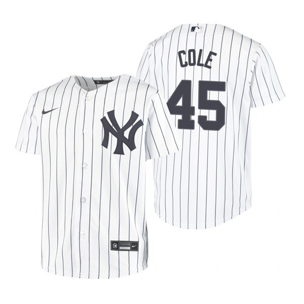 Youth New York Yankees #45 Gerrit Cole Nike White Home With Name Jersey
