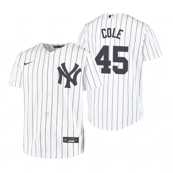 Youth New York Yankees #45 Gerrit Cole Nike White Home With Name Jersey Youth New York Yankees #45 Gerrit Cole Nike White Home With Name Jersey