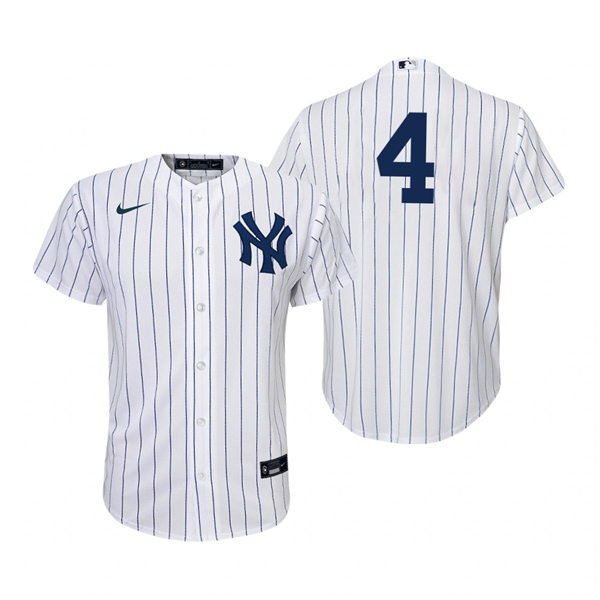 Youth New York Yankees #4 Lou Gehrig Nike White Pinstripe Home Jersey