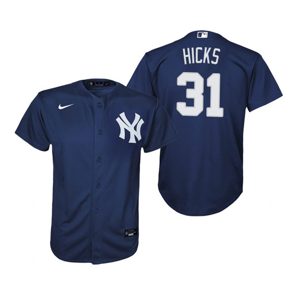 Youth New York Yankees #31 Aaron Hicks Nike Navy Alternate Jersey