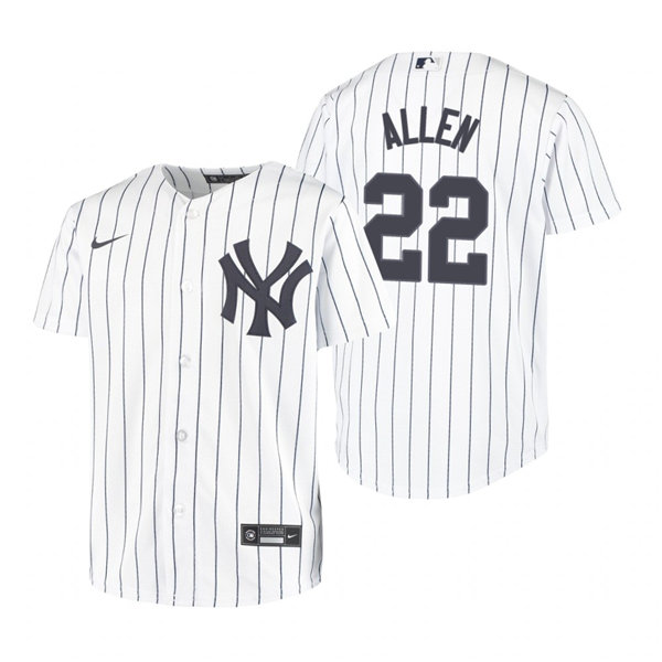 Youth New York Yankees #22 Greg Allen Nike White Home With Name Jersey