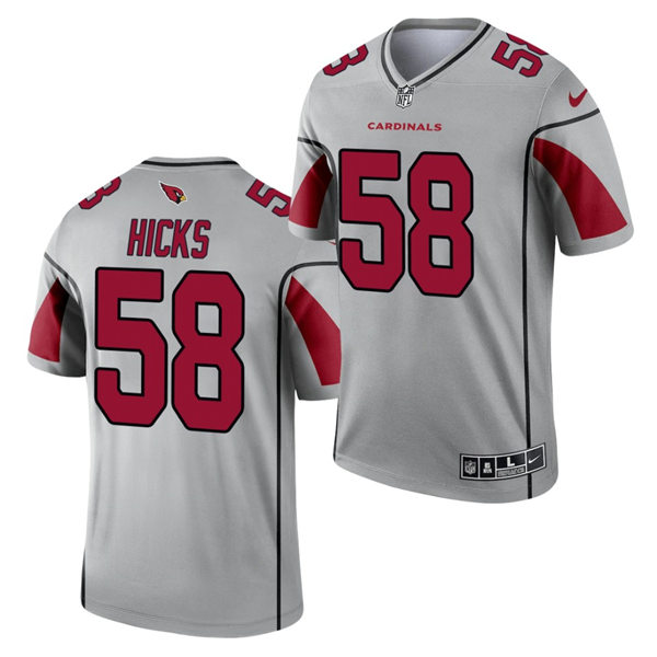 Mens Arizona Cardinals #58 Jordan Hicks Nike 2021 Silver Inverted Legend Jersey
