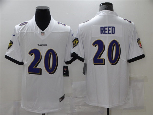 Mens Baltimore Ravens #20 Ed Reed Nike White Vapor Limited Player Jersey