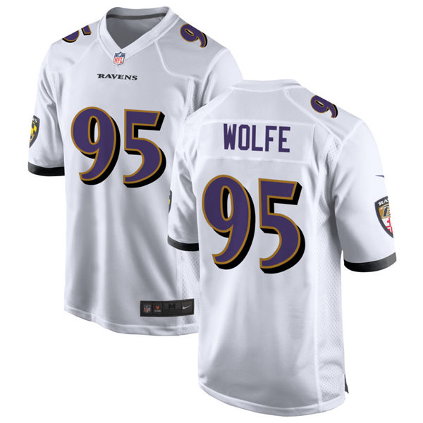 Mens Baltimore Ravens #95 Derek Wolfe Nike White Vapor Limited Player Jersey