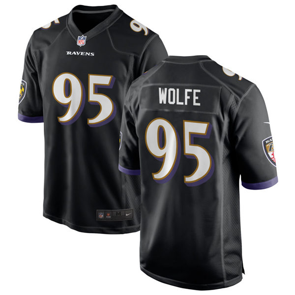 Mens Baltimore Ravens #95 Derek Wolfe Nike Black Vapor Limited Player Jersey