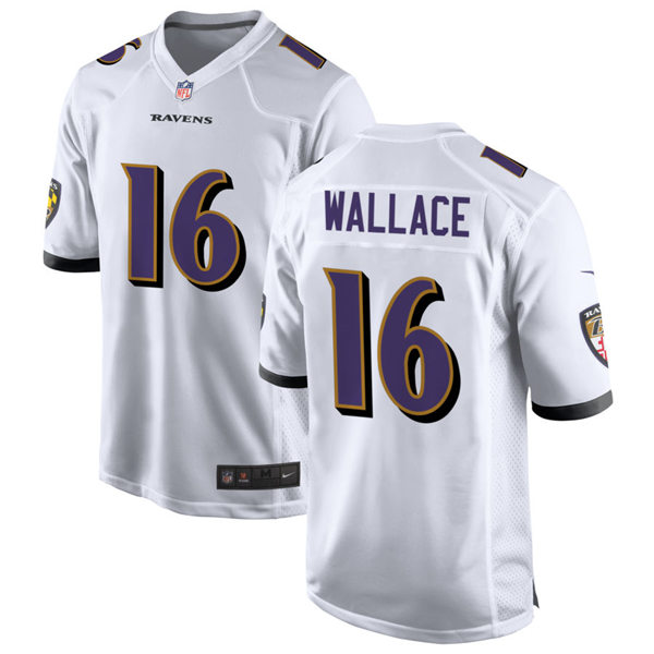 Mens Baltimore Ravens #16 Tylan Wallace Nike White Vapor Limited Player Jersey