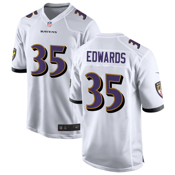 Mens Baltimore Ravens #35 Gus Edwards Nike White Vapor Limited Player Jersey