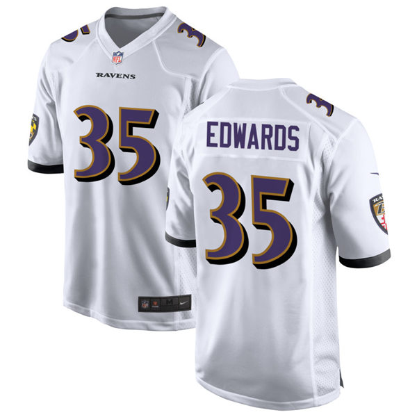 Mens Baltimore Ravens #35 Gus Edwards Nike White Vapor Limited Player Jersey Mens Baltimore Ravens #35 Gus Edwards Nike White Vapor Limited Player Jersey