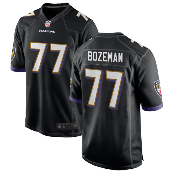 Mens Baltimore Ravens #77 Bradley Bozeman Nike Black Vapor Limited Player Jersey
