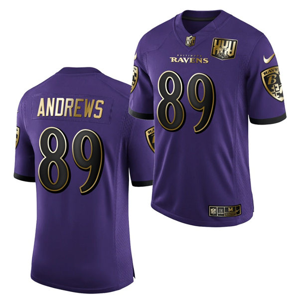 Mens Baltimore Ravens #89 Mark Andrews Nike Purple 25th Anniversary Speed Machine Golden Limited Jersey