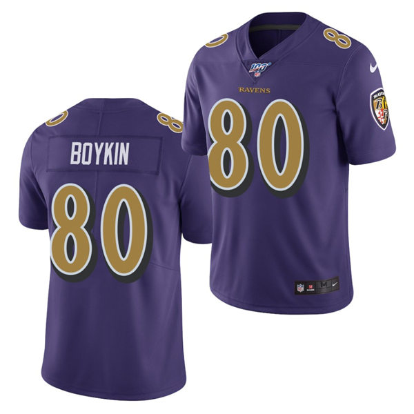 Mens Baltimore Ravens #80 Miles Boykin Nike Purple Color Rush Player Limited Jersey