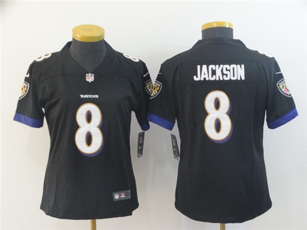 Womens Baltimore Ravens #8 Lamar Jackson Nike Black Vapor Limited Player Jersey